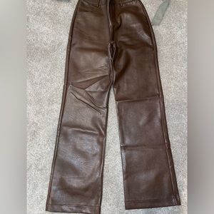 Brown leather pants